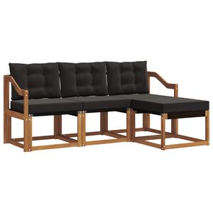 vidaXL Z&aacute;hradn&aacute; s&uacute;prava gaučov s vank&uacute;&scaron;om 4 pcs Pr&iacute;rodn&aacute; a čierna