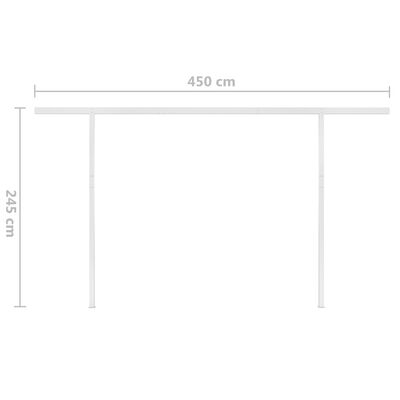 vidaXL Ručne zaťahovacia markíza so stĺpikmi 4,5x3,5 m krémová