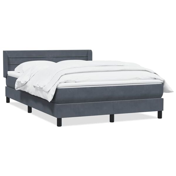 vidaXL Posteľn&yacute; r&aacute;m boxspring s matracom tmavosiv&yacute; 140x210 cm zamat