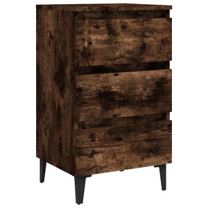 vidaXL Nočn&yacute; stol&iacute;k s kovov&yacute;mi nohami dymov&yacute; dub 40x35x69 cm