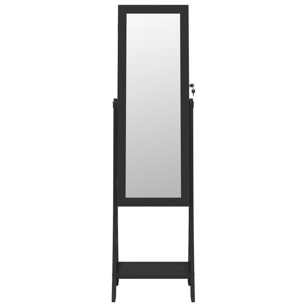 vidaXL Zrkadlová skrinka na šperky s LED svetlami voľne stojaca čierna