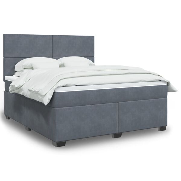 vidaXL Posteľn&yacute; r&aacute;m boxspring s matracom tmavosiv&yacute; 180x200 cm zamat