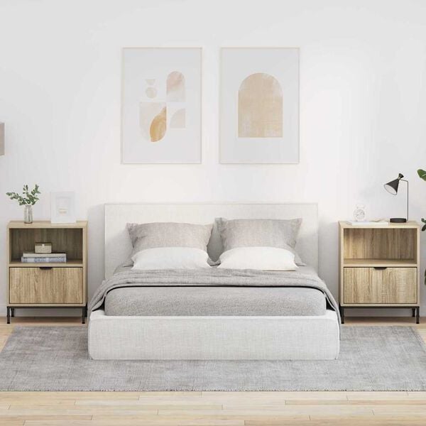 vidaXL Nočn&yacute; stol&iacute;k 2 pcs dub sonoma 49 x 36 x 61 cm Kompozitn&eacute; drevo