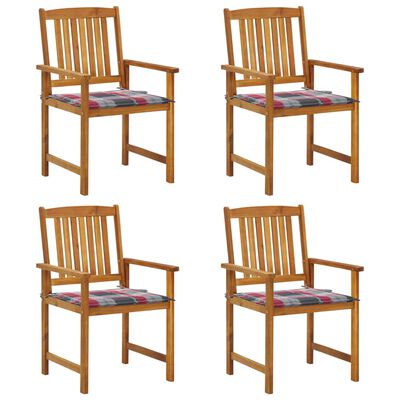 vidaXL Záhradné stoličky s podložkami 4 ks, akáciový masív
