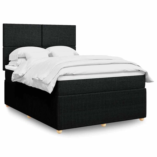 vidaXL Posteľn&yacute; r&aacute;m boxspring s matracom čierny 140x200 cm l&aacute;tka