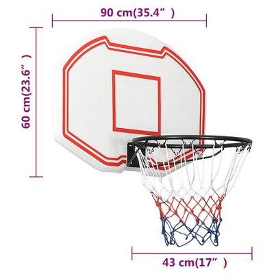 vidaXL Basketbalová doska biela 90x60x2 cm polyetén