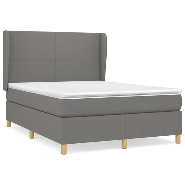 vidaXL Boxspring posteľ s matracom tmavosiv&aacute; 140x190 cm l&aacute;tka
