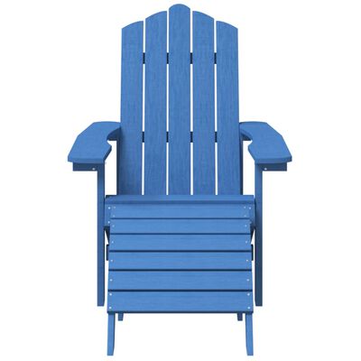 vidaXL Záhradné stoličky Adirondack s podnožkou a stolíkom HDPE modré