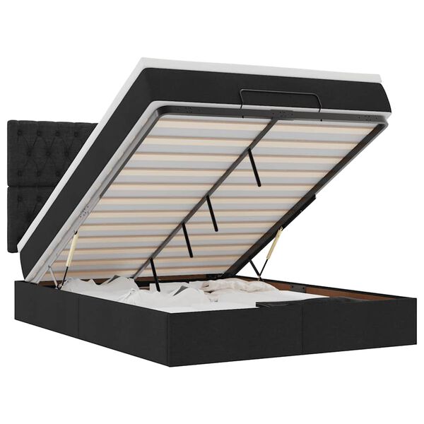 VidaXL Osmansk&aacute; posteľ s matracom a LED di&oacute;dami Čierna 140x190cm L&aacute;tka