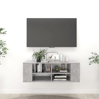 vidaXL Nástenná TV skrinka, betónová 102x35x35 cm, kompozitné drevo