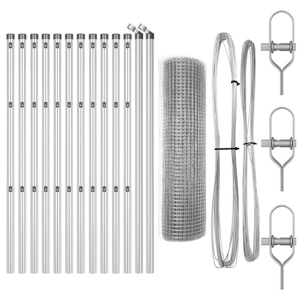 vidaXL Stĺp na plot. Strieborn&aacute; 25 x 0,8 m (25 x 25 mm pletivo) Oceľ