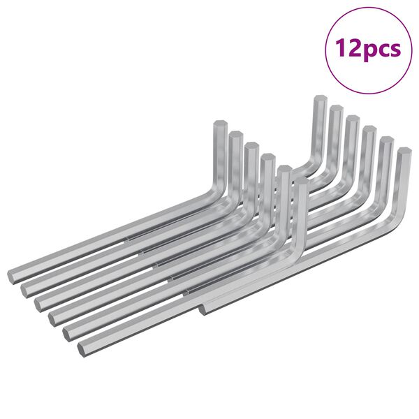 vidaXL &Scaron;esťhrann&yacute; kľ&uacute;č 12 pcs Strieborn&aacute; 32 x 86 mm Oceľ