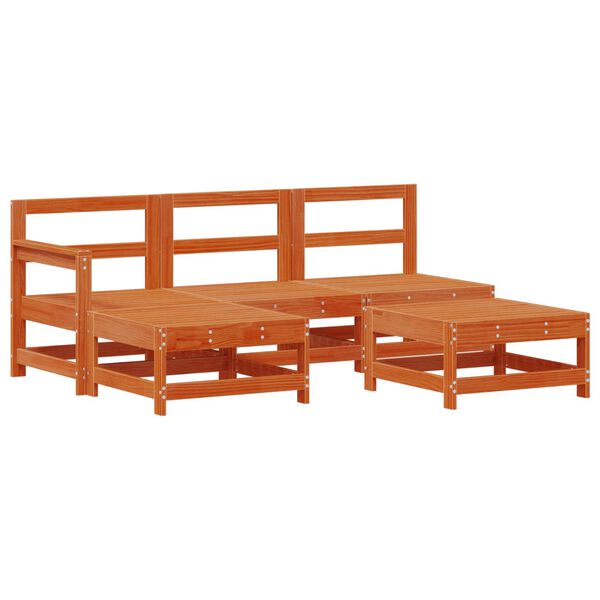 vidaXL Z&aacute;hradn&yacute; lounge set 5 pcs Voskov&aacute; Hned&aacute; Mas&iacute;vna borovica