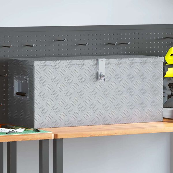 vidaXL Hliníková bednička 80x30x35 cm strieborná