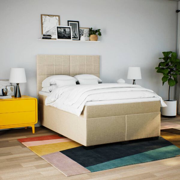 vidaXL Posteľn&yacute; r&aacute;m boxspring s matracom kr&eacute;mov&yacute; 160x200 cm l&aacute;tka
