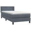 vidaXL Posteľn&yacute; r&aacute;m boxspring s matracom tmavosiv&yacute; 80x210 cm zamat
