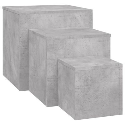 vidaXL Príručné stolíky 3 ks betónovo-sivé drevotrieska