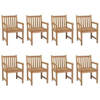 vidaXL Záhradné stoličky 8 ks so sivohnedými podložkami tíkový masív