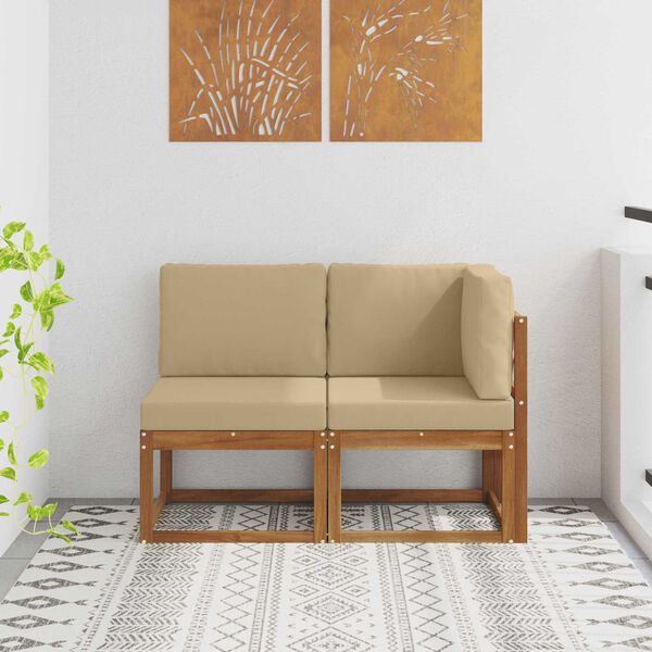 vidaXL Vonkaj&scaron;ia stredn&aacute; a rohov&aacute; pohovka 2 Kus Pr&iacute;rodn&aacute; a b&eacute;žov&aacute;