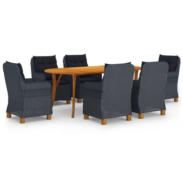 vidaXL 7-dielna z&aacute;hradn&aacute; jed&aacute;lensk&aacute; s&uacute;prava tmavosiv&aacute;