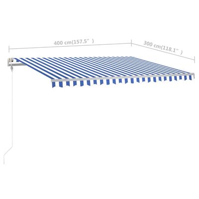 vidaXL Ručne zaťahovacia markíza so stĺpikmi 4x3 m modro-biela