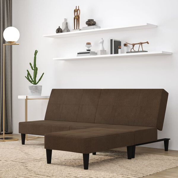 vidaXL 2-miestna rozkladacia pohovka s podnožkou hned&aacute; mikrovl&aacute;kno