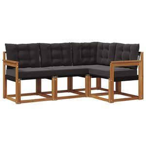 vidaXL Z&aacute;hradn&aacute; s&uacute;prava gaučov s vank&uacute;&scaron;om 4 pcs Pr&iacute;rodn&aacute; a čierna