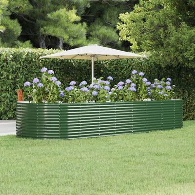 vidaXL Vyvýšený záhradný záhon zelený 367x140x68 cm práškovaná oceľ