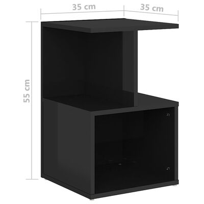 vidaXL Nočný stolík, lesklý čierny 35x35x55 cm, kompozitné drevo
