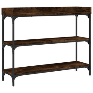 vidaXL Konzolov&yacute; stol&iacute;k s policami dymov&yacute; dub 100x30x80 cm