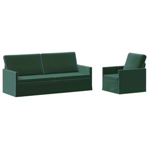 vidaXL Sada pohoviek 2 pcs Tmavozelen&aacute; Zamat