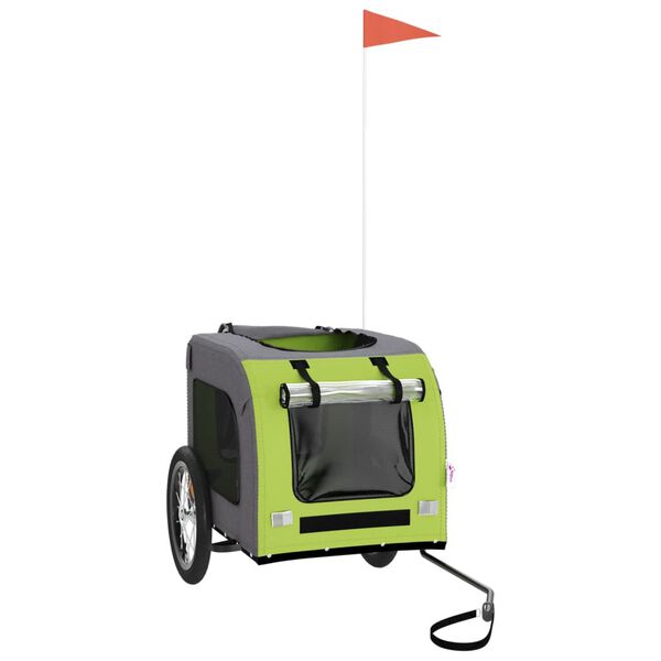 vidaXL Cyklovozík pre zvieratá, zeleno sivý, oxfordská látka, železo