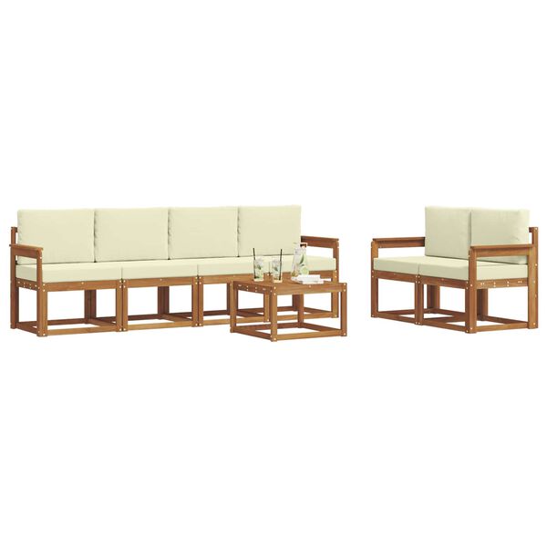 vidaXL Z&aacute;hradn&aacute; s&uacute;prava gaučov s vank&uacute;&scaron;om 7 pcs Pr&iacute;rodn&aacute; a kr&eacute;mov&aacute;