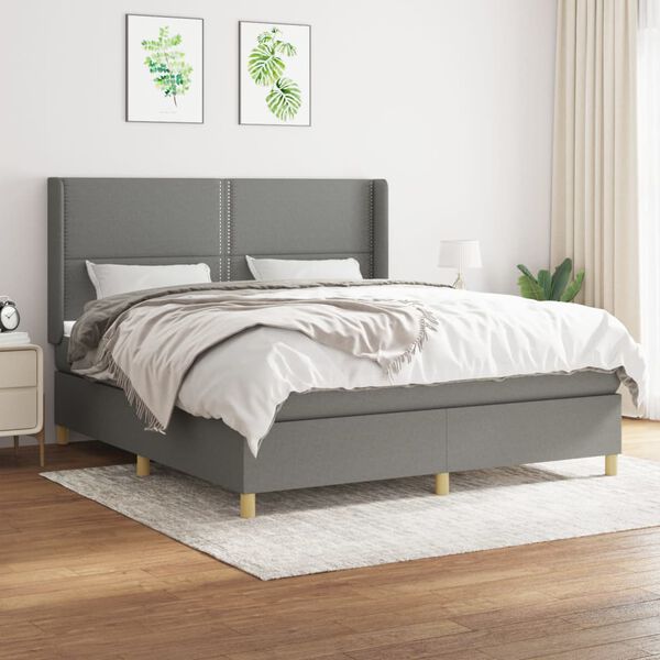 vidaXL Boxspring posteľ s matracom tmavosiv&aacute; 180x200 cm l&aacute;tka