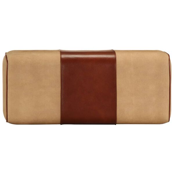 vidaXL Gymnastick&aacute; lavička 58 cm hned&aacute; prav&aacute; koža a mangovn&iacute;kov&yacute; mas&iacute;v