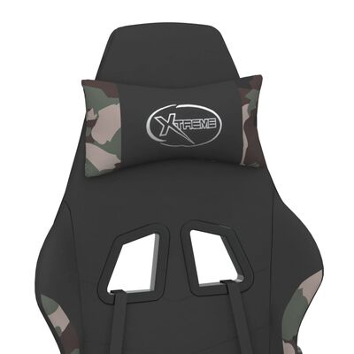 vidaXL Herná stolička s podnožkou čierna a maskáčová látková