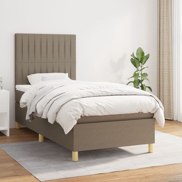 vidaXL Posteľn&yacute; r&aacute;m boxspring s matracom sivohned&yacute; 90x190 cm l&aacute;tka