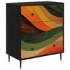 vidaXL Př&iacute;born&iacute;k BONN Retro vlnov&yacute; mot&iacute;v 66 x 36,5 x 76 cm Čierny dub