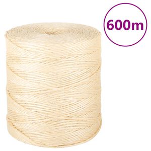 vidaXL Lano 100 % sisal 2 mm 600 m