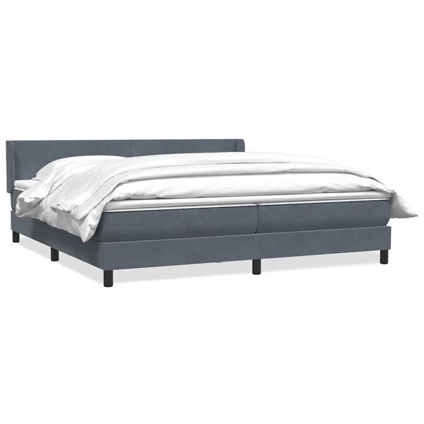 vidaXL Posteľn&yacute; r&aacute;m boxspring s matracom tmavosiv&yacute; 180x210 cm zamat
