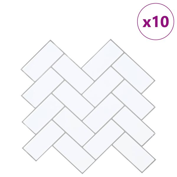vidaXL Dlaždica herringbone 10 pcs Biela &scaron;ed&aacute; 30 x 30 cm