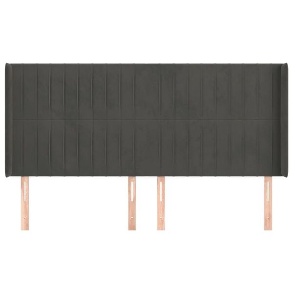 vidaXL Čelo postele so záhybmi tmavosivé 183x16x118/128 cm zamat