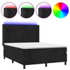 vidaXL Posteľ boxsping s matracom a LED čierna 140x200 cm zamat