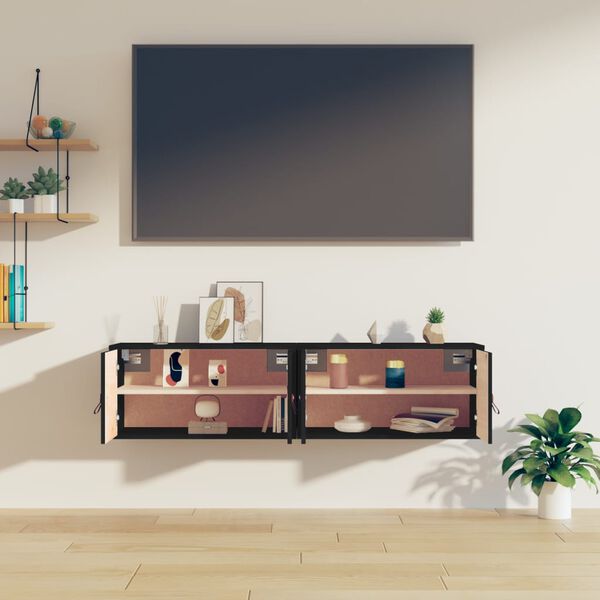 vidaXL N&aacute;stenn&eacute; skrinky 2 ks čierne 60x30x30 cm mas&iacute;vna borovica