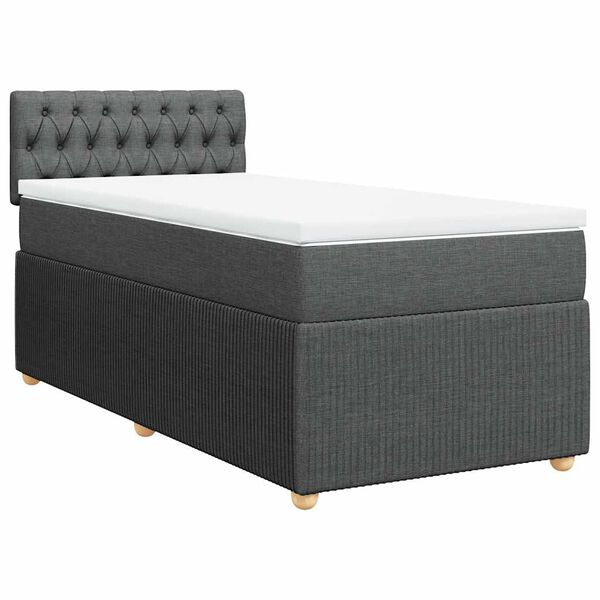 vidaXL Boxspring posteľ s matracom tmavosiv&aacute; 90x190 cm l&aacute;tka