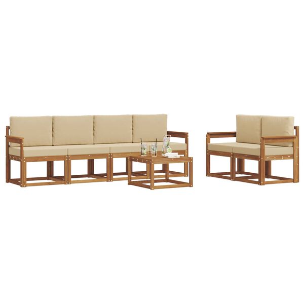 vidaXL Z&aacute;hradn&aacute; s&uacute;prava gaučov s vank&uacute;&scaron;om 7 pcs Pr&iacute;rodn&aacute; a b&eacute;žov&aacute;