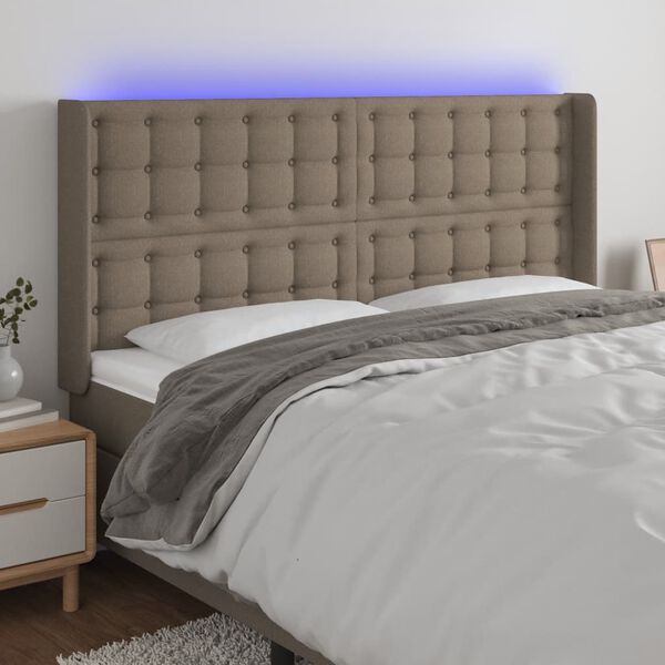 vidaXL Čelo postele s LED sivohned&eacute; 183x16x118/128 cm l&aacute;tka