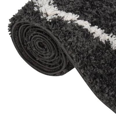 vidaXL Chlpatý koberec s vysokým vlasom krémový a antracit 80x150 cm