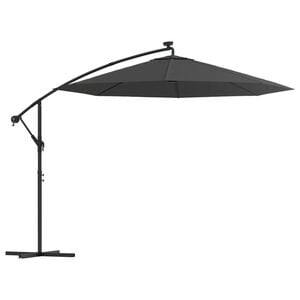 vidaXL Z&aacute;vesn&yacute; z&aacute;hradn&yacute; slnečn&iacute;k s LED, oceľov&aacute; tyč 300cm, antracitov&yacute;
