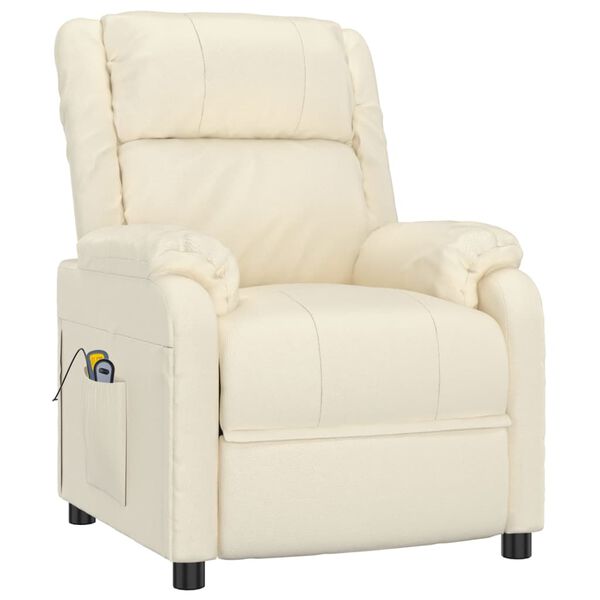 vidaXL Elektrické masážne kreslo krémové umelá koža